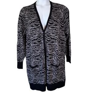 Torrid Womens Sz 4X Button Up Cardigan Zebra Print Long Sleeves Pockets Chic
